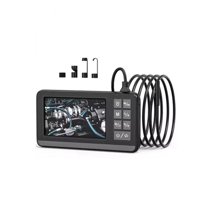 Ekranlı Çift Kameralı 5 Mt Sert Kablo Endoskop Kamera 8 Mm 4.3 Inc Hafıza Kart Destekli