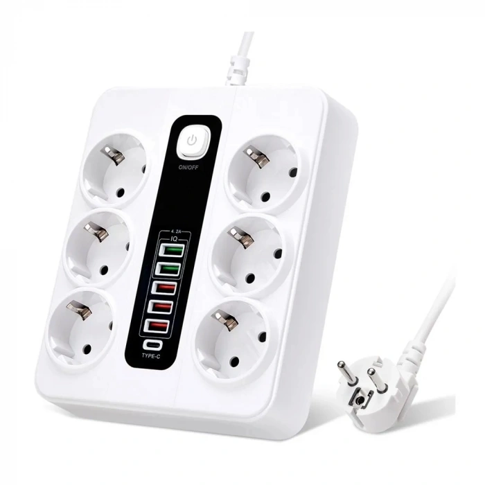 Hp-h04 3000w 10amper 6’lı 2metre Uzatma Kablolu Çoklu Termal Akım Priz