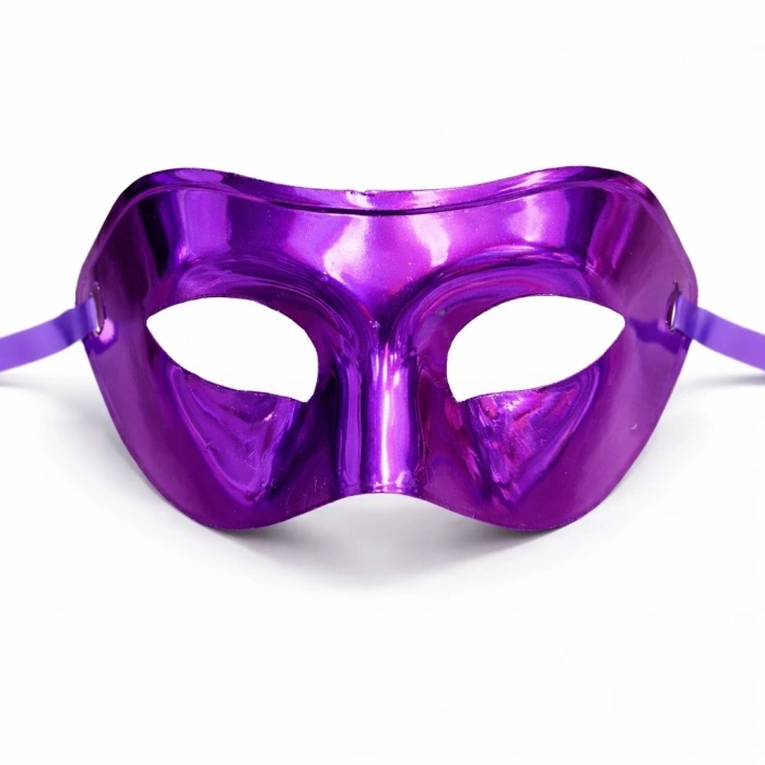 Metalize Parlak Parti Maskesi Mor Renk 16x7 Cm
