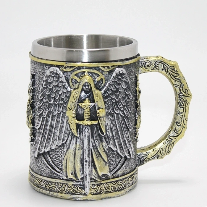Savaşçı Melek Kanatlı 3d Kabartmalı Paslanmaz Çelik Kupa Alk4384