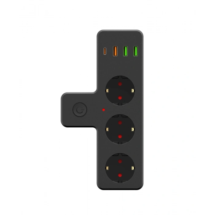Ftr-12 Termal Akım Korumalı Isıya Dayanıklı 3’lü Priz 3x Usb 1x Type-c