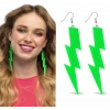 80’ler 9039lar Retro Neon Yeşil Şimşek Küpe 10 Cm