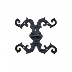 Antika Tarz Dekoratif Pirinç Süslü Menteşe - 100x90 Mm, Oksit