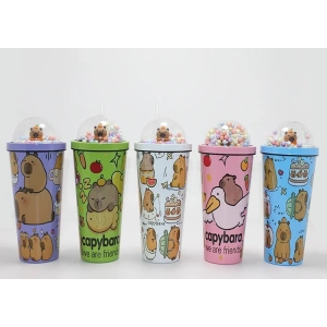 Sevimli Kapibara Pipetli Boncuklu Termos & Suluk Alk4709