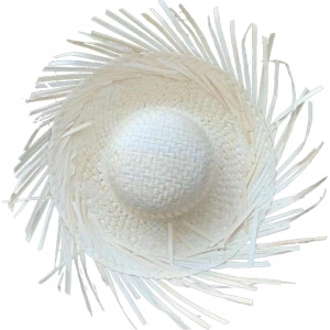 Tropikal Parti Beyaz Hasır Hawaii Şapkası 13x36 Cm
