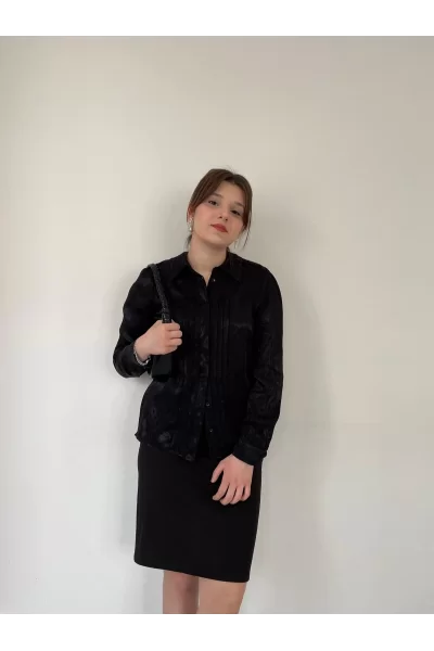Saten Siyah Gömlek