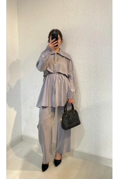 Antrasit Tensl Kumaş İkili Takım