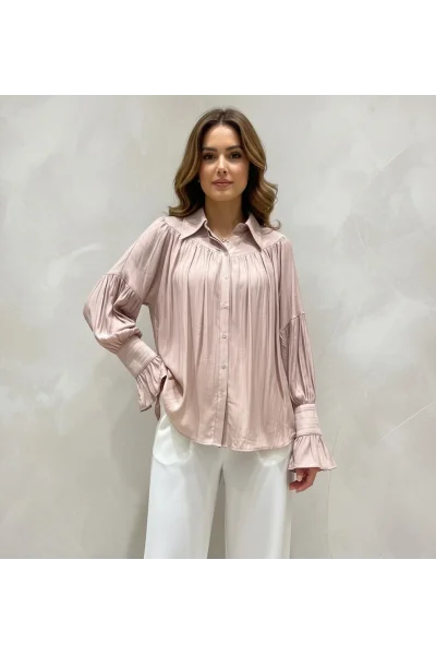 Kol Detay Açık Gri Gömlek