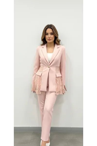 Premium Pudra Dantel Takım