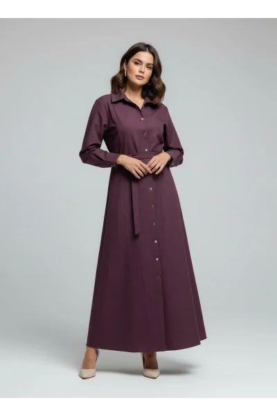 Mürdüm İnce Denim Elbise