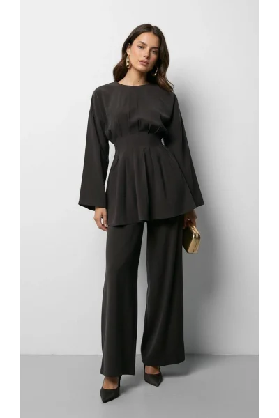 Premium Kahve Pileli Takım