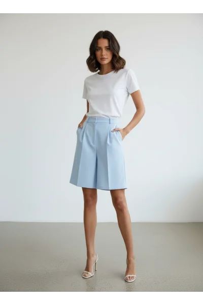 Şehir Boy Mavi Kumaş Şort