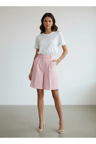 Şehir Boy Pembe Kumaş Şort