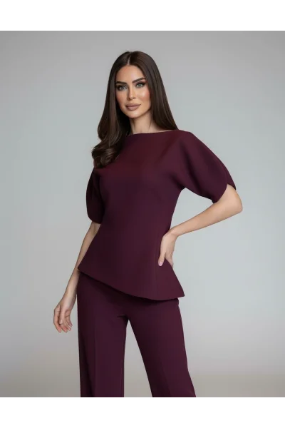 Kol Detaylı Mürdüm Bluz