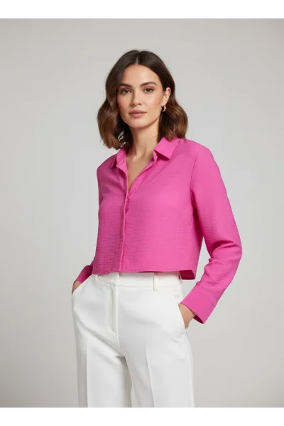 Dokulu Pembe Gömlek