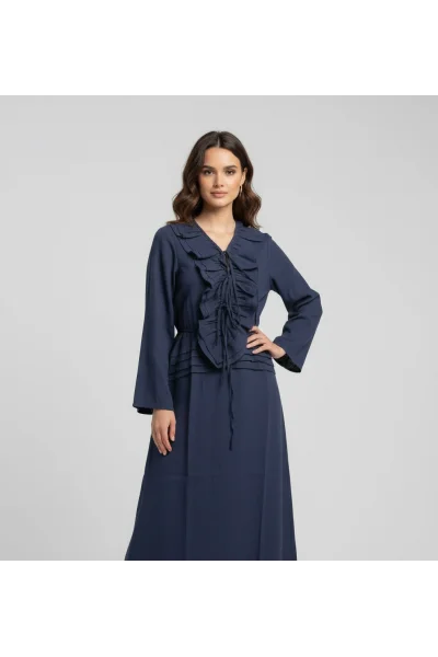 Lacivert İp Detaylı Elbise