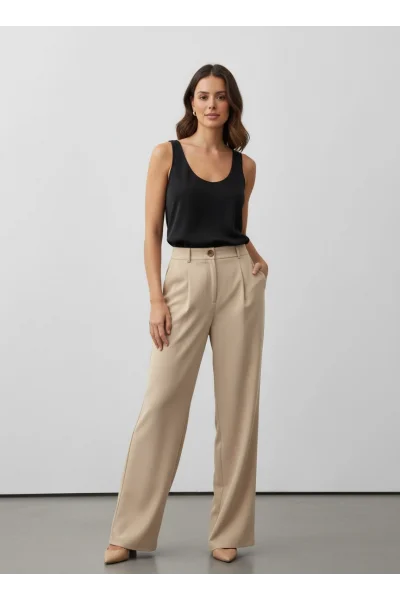 Krem Premium Palazzo Pantolon