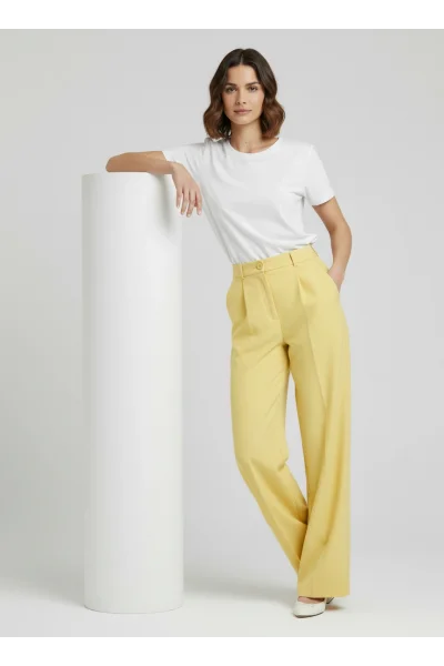 Premium Sarı Palazzo Pantolon