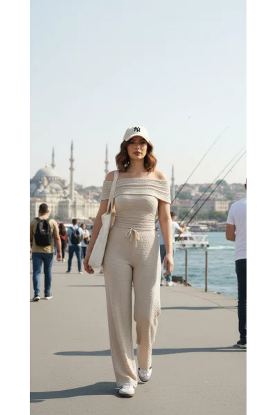 Madonna Yaka Krem İkili Takım