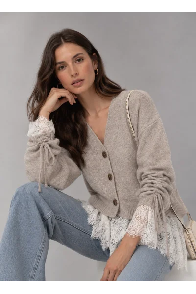 Dantelli Taş Lace Hırka