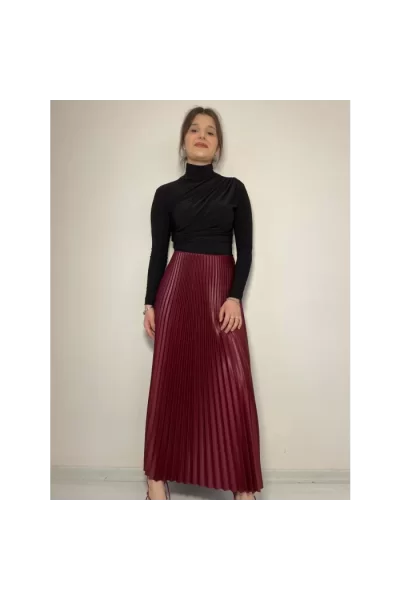 Piliseli Etek Bordo