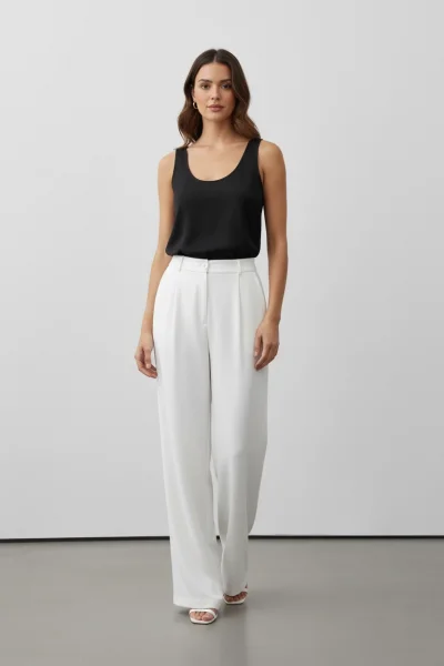 Premium Beyaz Palazzo Pantolon