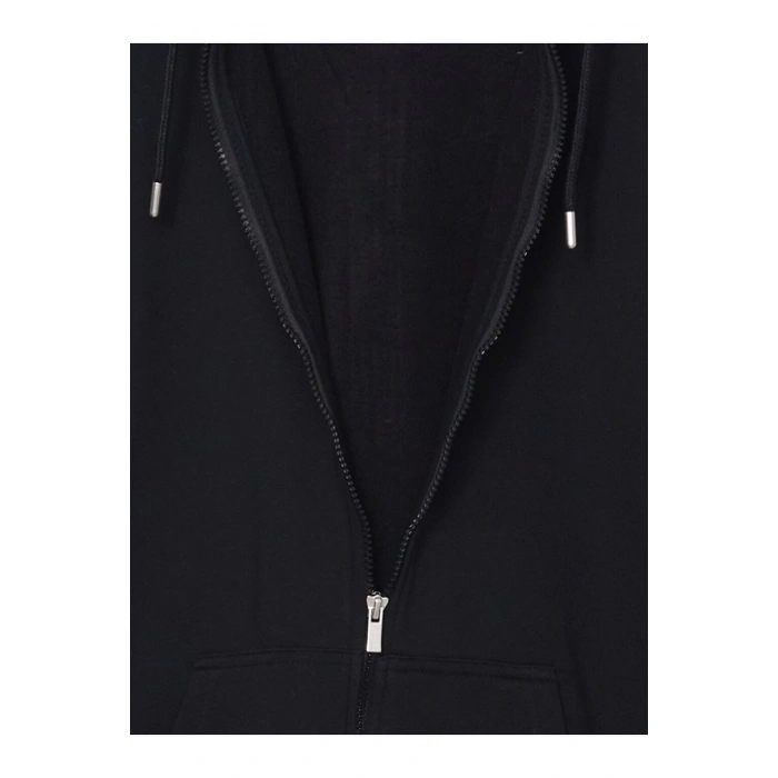 Basic Kapüşonlu Uzun Kollu Erkek Fermuarlı Sweatshirt