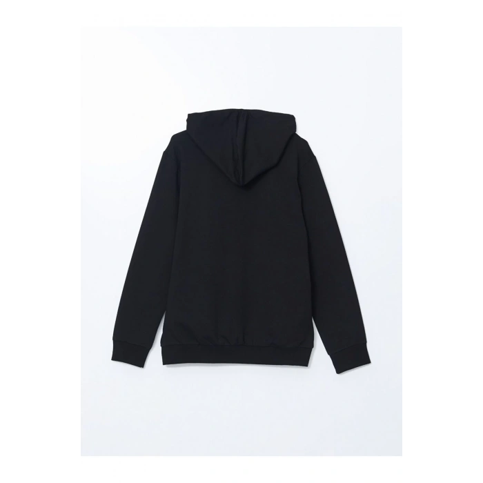 Basic Kapüşonlu Uzun Kollu Erkek Fermuarlı Sweatshirt