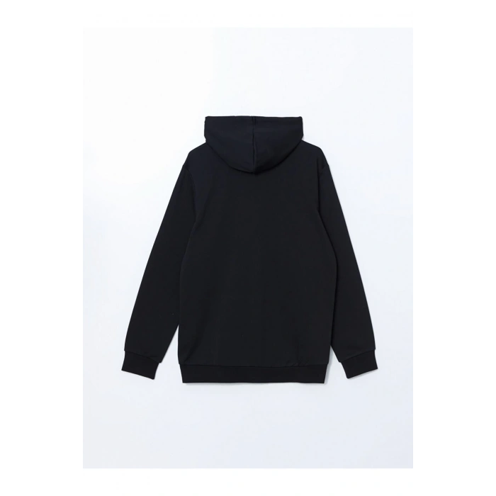 Basic Kapüşonlu Uzun Kollu Erkek Fermuarlı Sweatshirt