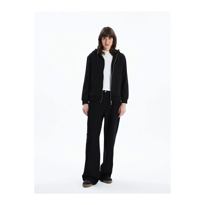 Kapüşonlu Kadın Fermuarlı Sweatshirt