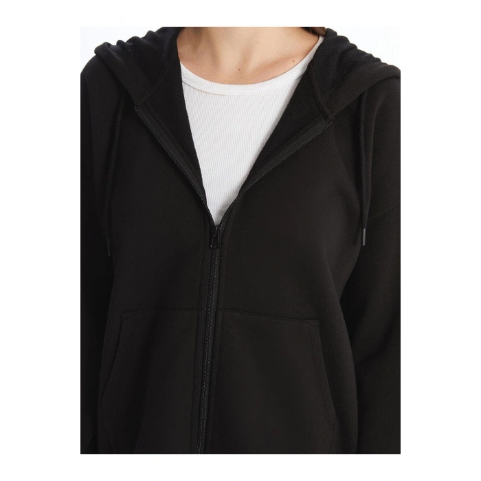 Kapüşonlu Oversize Kadın Fermuarlı Sweatshirt