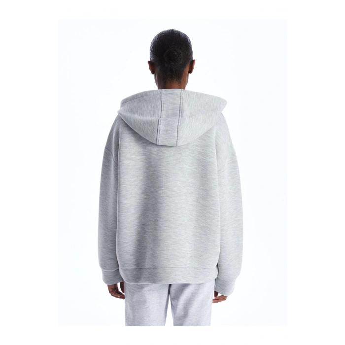 Kapüşonlu Oversize Kadın Fermuarlı Sweatshirt
