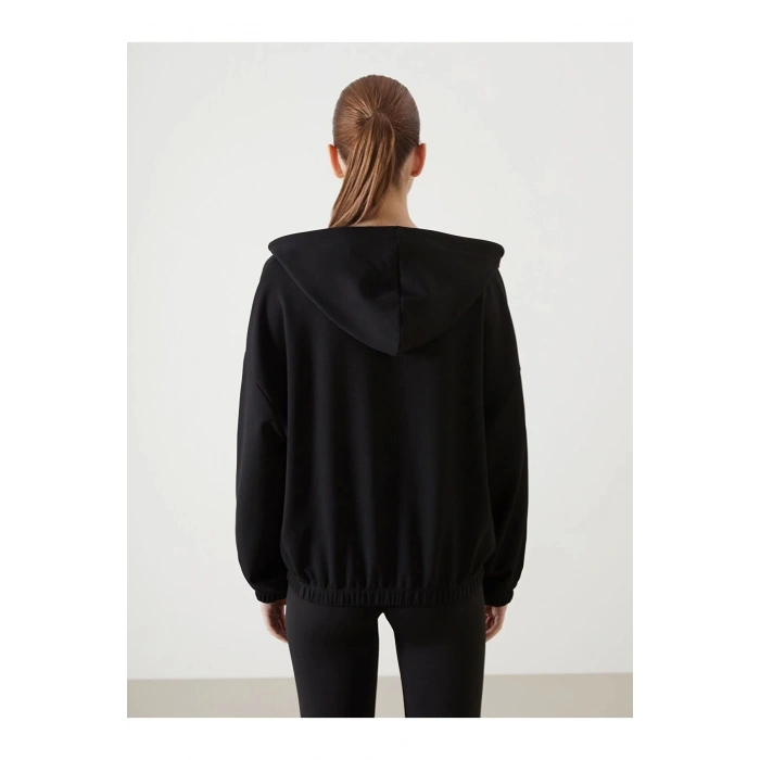 Kapüşonlu Oversize Kadın Fermuarlı Sweatshirt