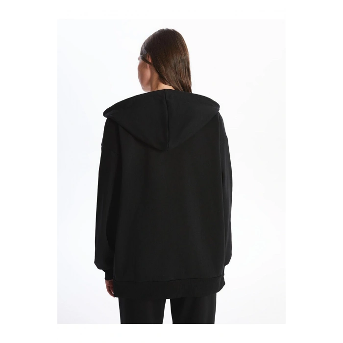 Kapüşonlu Oversize Kadın Fermuarlı Sweatshirt
