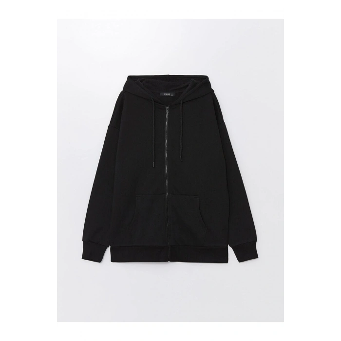 Kapüşonlu Oversize Kadın Fermuarlı Sweatshirt