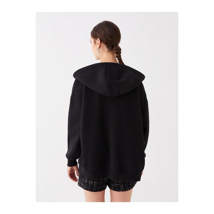 Kapüşonlu Oversize KadınFermuarlı Sweatshirt