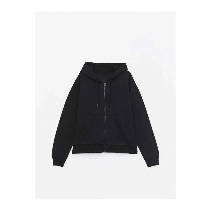 Kapüşonlu Uzun Kollu Erkek Fermuarlı Sweatshirt