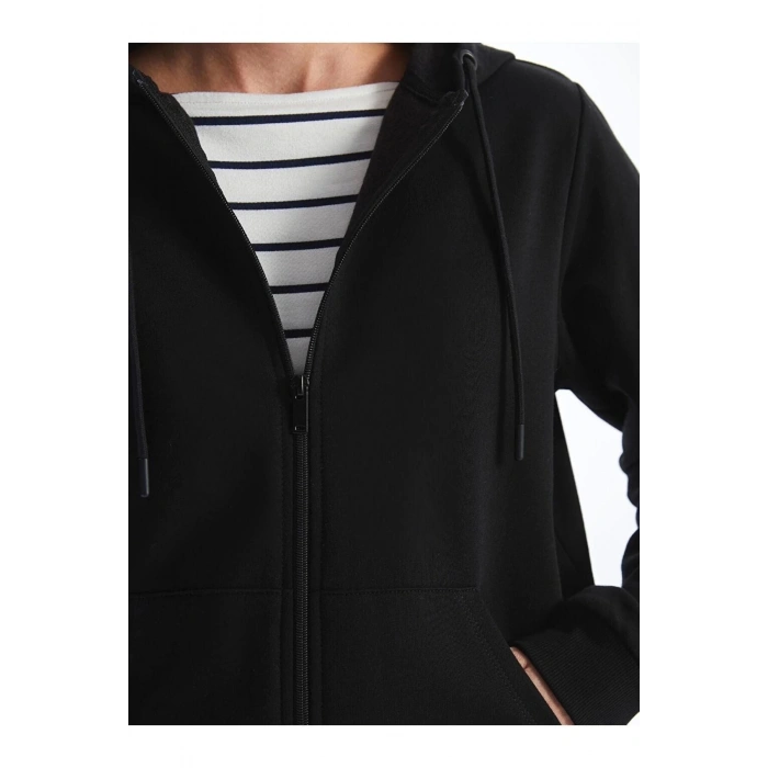 Kapüşonlu Uzun Kollu Erkek Fermuarlı Sweatshirt