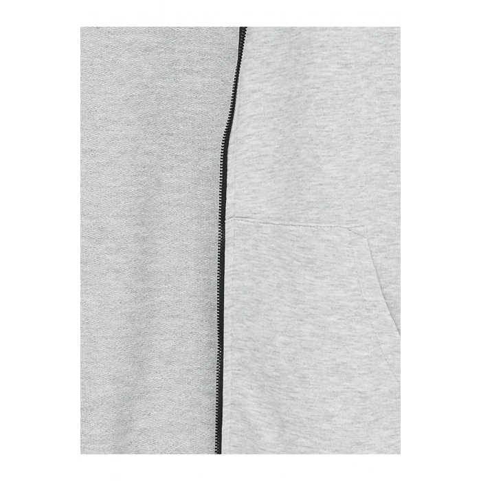 Kapüşonlu Uzun Kollu Erkek Fermuarlı Sweatshirt