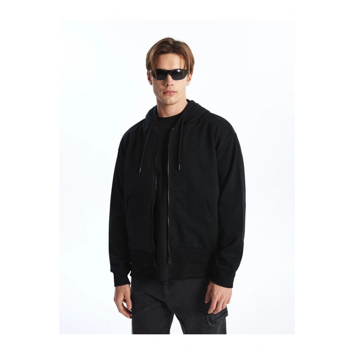 Kapüşonlu Uzun Kollu Erkek Fermuarlı Sweatshirt (S4)
