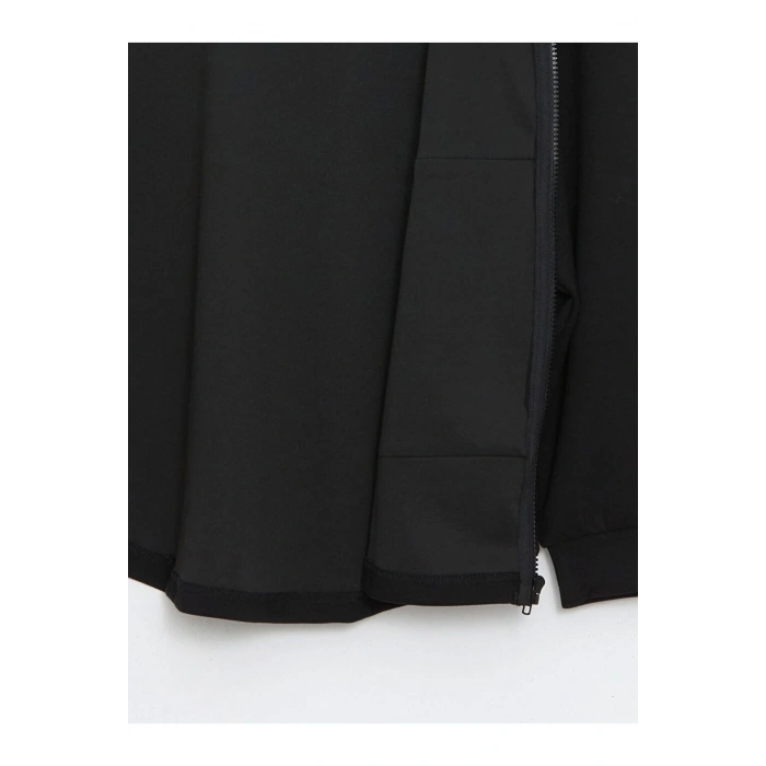 Modest Siyah Kapüşonlu Oversize Kadın Fermuarlı Sweatshirt