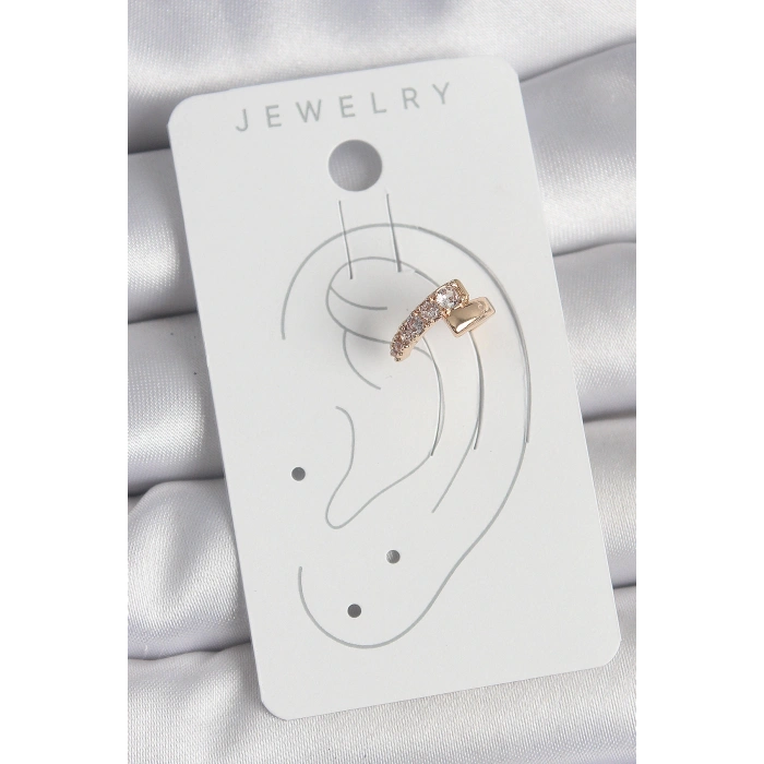 Pirinç Gold Renk Zirkon Taşlı Kadın Kıkırdak Küpe