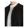 Basic Kapüşonlu Uzun Kollu Erkek Fermuarlı Sweatshirt