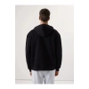 Classic Siyah Kapüşonlu Uzun Kollu Erkek Fermuarlı Sweatshirt