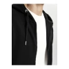 Classic Siyah Kapüşonlu Uzun Kollu Erkek Kalın Fermuarlı Sweatshirt