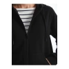 Kapusonlu Duz Uzun Kollu Kadin Fermuarli Sweatshirt - W49153Z8