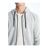 Kapüşonlu Uzun Kollu Erkek Fermuarlı Sweatshirt