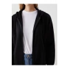 Modest Siyah Kapüşonlu Oversize Kadın Fermuarlı Sweatshirt