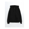 Modest Siyah Kapüşonlu Oversize Kadın Fermuarlı Sweatshirt