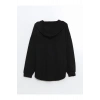 Modest Siyah Kapüşonlu Oversize Kadın Fermuarlı Sweatshirt